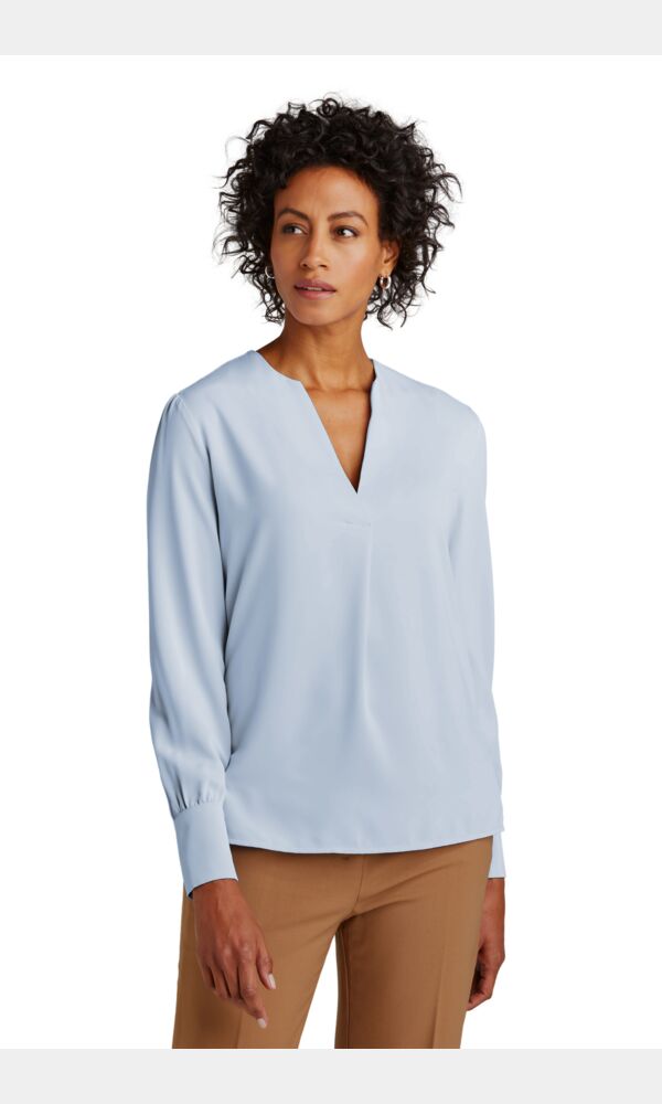 Women's Open Neck Satin Blouse Thumbnail