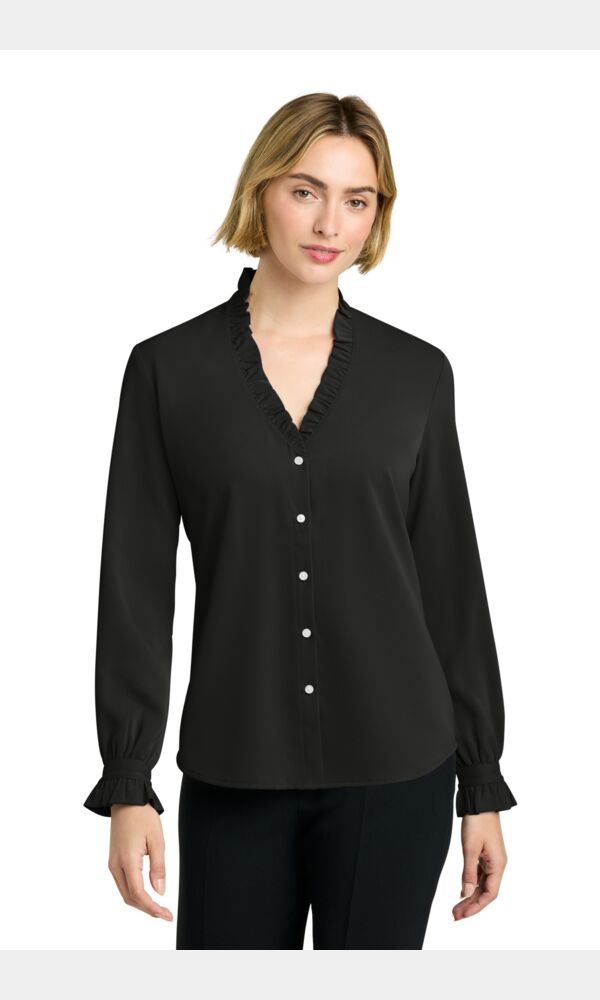 Women's Long Sleeve Ruffle Collar Blouse Thumbnail