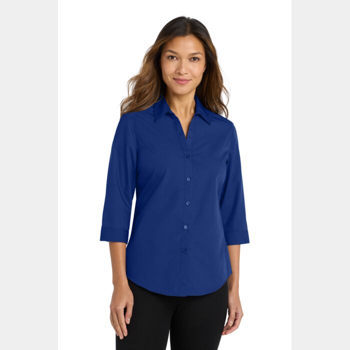 Ladies 3/4 Sleeve Carefree Poplin Shirt Thumbnail