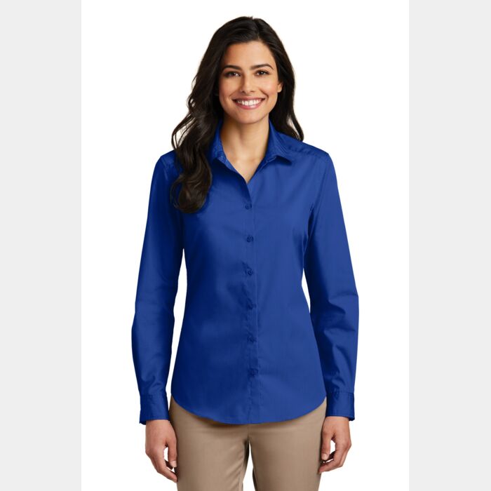 Ladies Long Sleeve Carefree Poplin Shirt Thumbnail