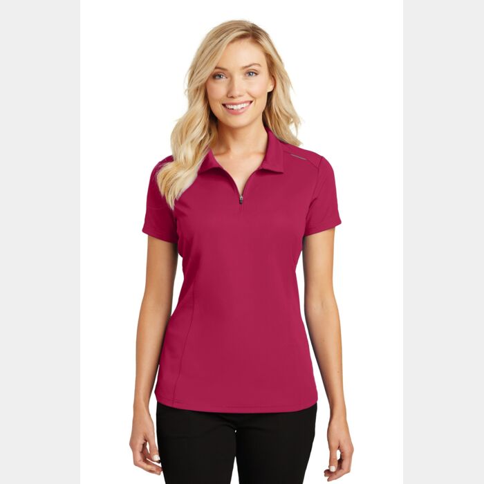 Ladies Pinpoint Mesh Zip Polo Thumbnail