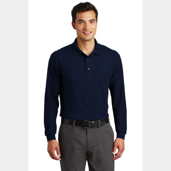Long Sleeve Silk Touch™ Polo with Pocket Thumbnail