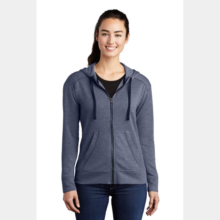 ® Ladies PosiCharge ® Tri Blend Wicking Fleece Full Zip Hooded Jacket Thumbnail