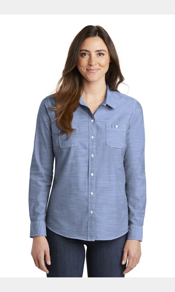Ladies Slub Chambray Shirt Thumbnail