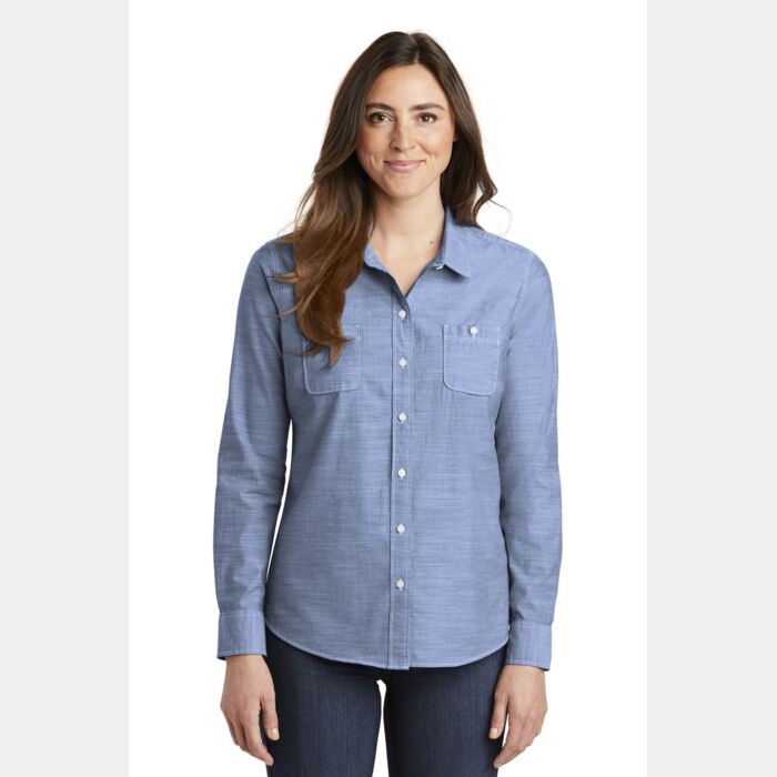 Ladies Slub Chambray Shirt Thumbnail