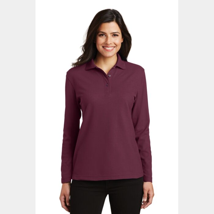 Ladies Silk Touch™ Long Sleeve Polo Thumbnail